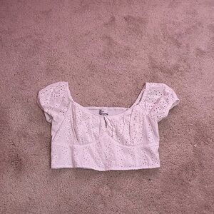 White Eyelet Puff Sleeve Top